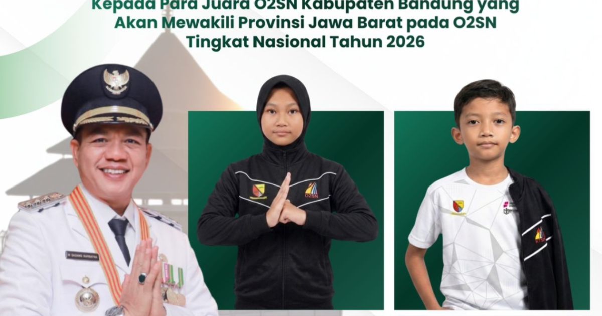 Bupati Bandung Dadang Supriatna mengapresiasi siswa  SD dari Kabupaten Bandung yang berhasil melenggang  ke O2SN tingkat Nasional.